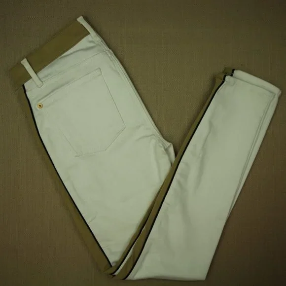 7 For All Mankind Skinny Jeans Women's Size 27 Faux Suede Trim White Denim - Picture 3 of 10